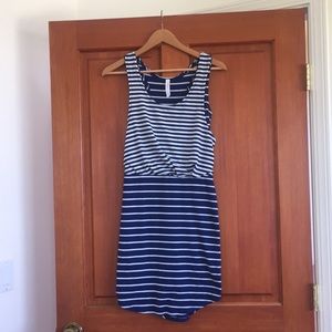Blue and white striped summer dress